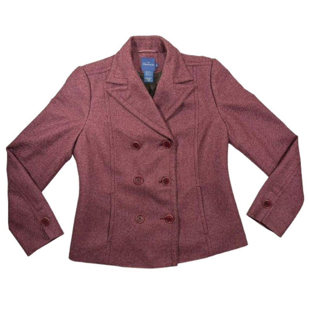 Faconnable Peacoat Medium Double Breasted Wool Blend Lavender Purple